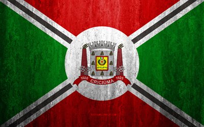 flagge von criciuma, 4k -, stein-hintergrund, die brasilianische stadt, grunge flag, criciuma, brasilien, criciuma flagge, grunge, kunst, stein, textur, flaggen der brasilianischen st&#228;dte