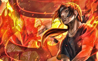 Itachi Uchiha, 4k, Naruto, fire flames, Anbu Captain, Akatsuki, manga, Uchiha Itachi