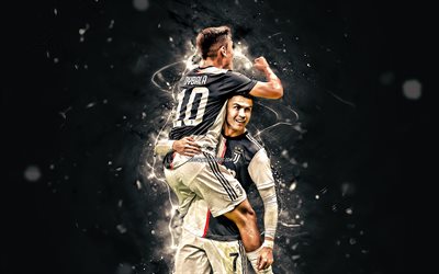 Paulo Dybala et Cristiano Ronaldo, le but, les Bianconeri, la Juventus FC, les stars du football, footballeurs, CR7, Dybala, le soccer, la Serie A, l&#39;Italie, la Juve, Paulo Dybala, Cristiano Ronaldo