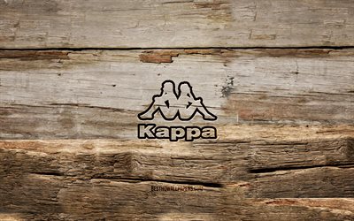 Kappa wooden logo, 4K, wooden backgrounds, brands, Kappa logo, creative, wood carving, Kappa