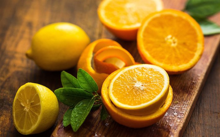 oranges, agrumes, fond avec des oranges, oranges coup&#233;es, fruits