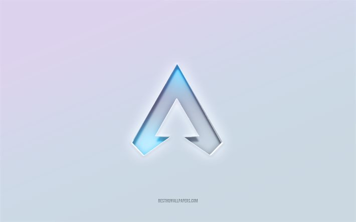 Logotipo do Apex Legends, texto cortado em 3D, fundo branco, logotipo do Apex Legends 3D, emblema do Apex Legends, logotipo do Apex Legends, logotipo em relevo, emblema do Apex Legends 3D
