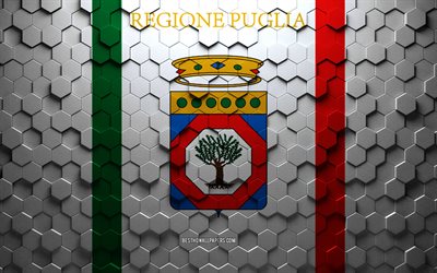 Flag of Apulia, honeycomb art, Apulia hexagons flag, Apulia, 3d hexagons art, Apulia flag
