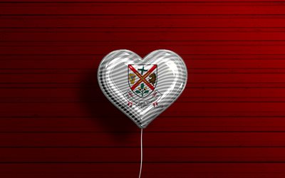 I Love Kildare, 4k, realistic balloons, red wooden background, Day of Kildare, irish counties, flag of Kildare, Ireland, balloon with flag, Counties of Ireland, Kildare flag, Kildare