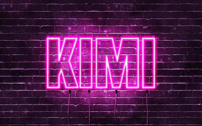 Joyeux anniversaire Kimi, 4k, n&#233;ons roses, nom Kimi, cr&#233;atif, joyeux anniversaire Kimi, anniversaire Kimi, noms f&#233;minins japonais populaires, photo avec nom Kimi, Kimi
