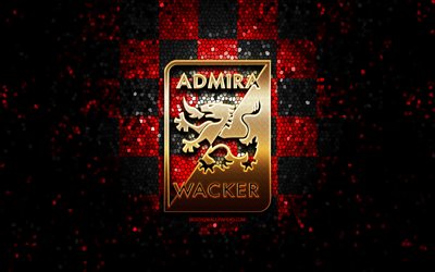 Admira FC, glitter logo, Austrian Bundesliga, red black checkered background, soccer, austrian football club, Admira logo, mosaic art, football, FC Admira Wacker Modling, Austria