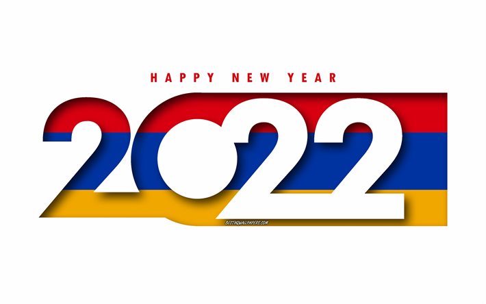 frohes neues jahr 2022 armenien, wei&#223;er hintergrund, armenien 2022, armenien 2022 neujahr, 2022 konzepte, armenien