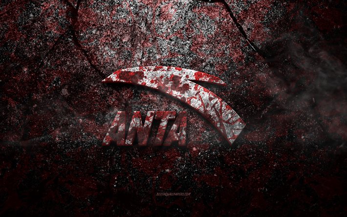 Logo d&#39;Anta, art grunge, logo de pierre d&#39;Anta, texture de pierre rouge, Anta, texture de pierre de grunge, embl&#232;me d&#39;Anta, logo 3d d&#39;Anta