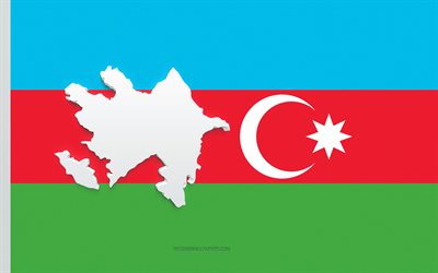 Azerbaijan map silhouette, Flag of Azerbaijan, silhouette on the flag, Azerbaijan, 3d Azerbaijan map silhouette, Azerbaijan flag, Azerbaijan 3d map