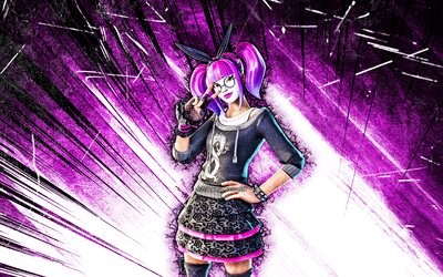 4k, Lace, grunge art, Fortnite Battle Royale, Fortnite characters, purple abstract rays, Lace Skin, Fortnite, Lace Fortnite