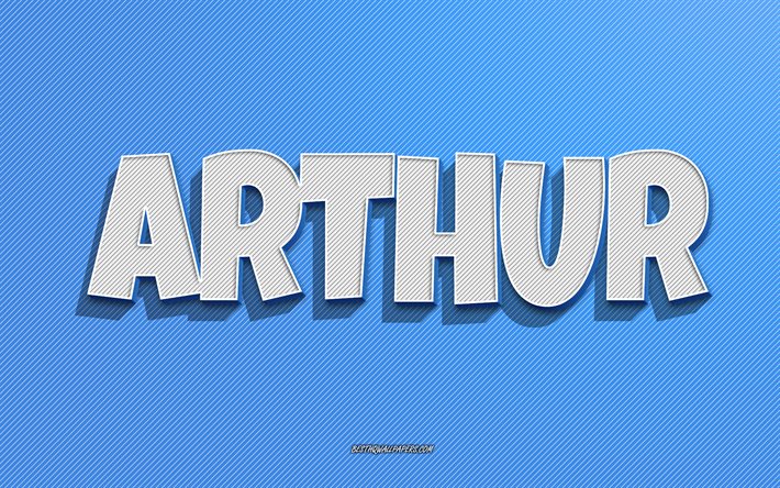 Arthur, sfondo linee blu, sfondi con nomi, nome Arthur, nomi maschili, biglietto di auguri Arthur, line art, foto con nome Arthur