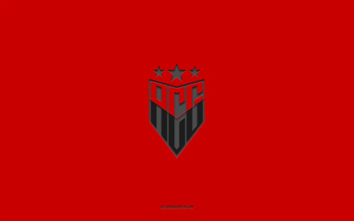 Atletico Goianiense, sfondo rosso, squadra di calcio Brasiliana, emblema dell&#39;Atletico Goianiense, Serie A, Goias, Brasile, calcio, logo Atletico Goianiense