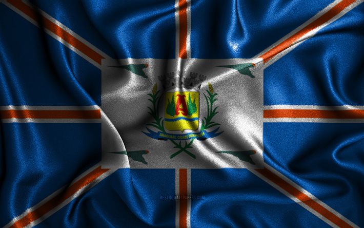 Araguaris flagga, 4k, v&#229;giga sidenflaggor, brasilianska st&#228;der, Araguaris dag, tygflaggor, 3D-konst, Araguari, Brasiliens st&#228;der, Araguari 3D-flagga