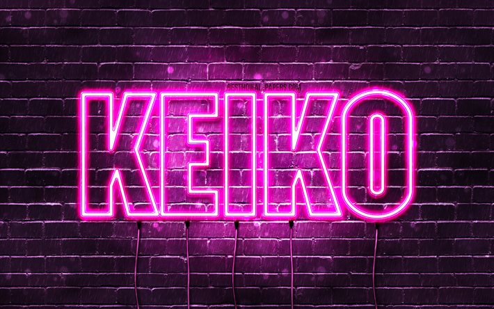 Buon compleanno Keiko, 4k, luci al neon rosa, nome Keiko, creative, Keiko Happy Birthday, Keiko Birthday, nomi femminili giapponesi popolari, foto con nome Keiko, Keiko