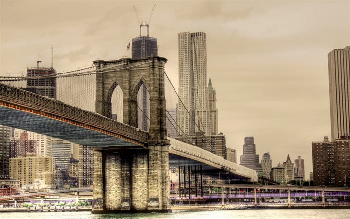 new york, brooklyn bridge, nyc, amerika, usa
