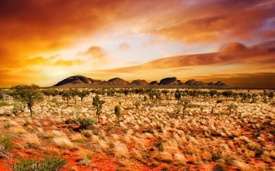 Australia, 4K, sable, d&#233;sert, sunset