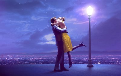 La La Land, 4K, 2016, postes, Ryan Gosling, Emma Stone