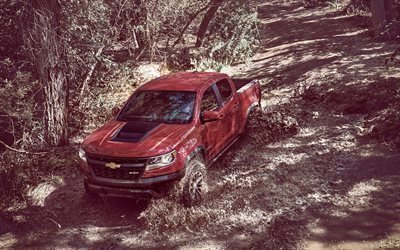 Chevrolet Colorado ZR2, 2017, SUVs, offroad, mud, red chevrolet