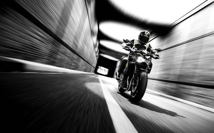 Kawasaki Z900, 2017, rider, superbikes, speed
