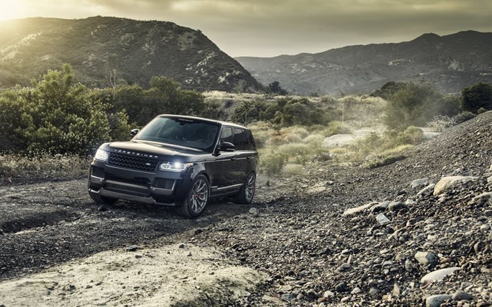Land Rover Range Rover, 2016, Vogue, SUV, les montagnes, la route de montagne, paysage de montagne
