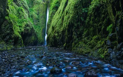 cascata, fiume, rocce, USA, pietre, Oregon