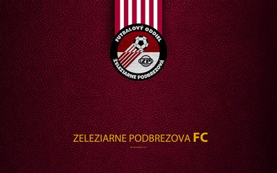 Zeleziarne Podbrezova FC, 4k, Slovak football club, logo, leather texture, Fortuna liga, Podbrezov&#225;, Slovakia, football