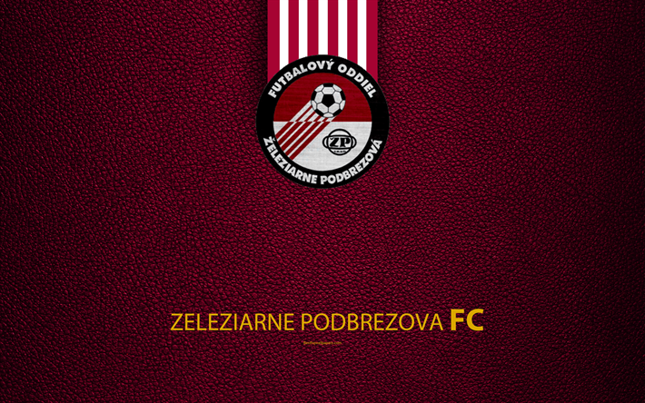 Zeleziarne Podbrezova FC, 4k, Eslovaca de futebol do clube, logo, textura de couro, Fortuna liga, Podbrezov&#225;, Eslov&#225;quia, futebol