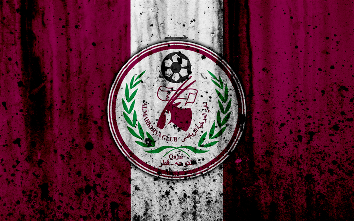 4k, FC Al Markhiya, grunge, A Qatar Stars League, futebol, arte, clube de futebol, Catar, Al Markhiya, Doha, logo, textura de pedra, Al Markhiya FC