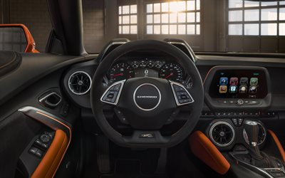 SEMA, tuning, 4k, Chevrolet Camaro, 2017 cars, american cars, dashboard, interior, Chevrolet