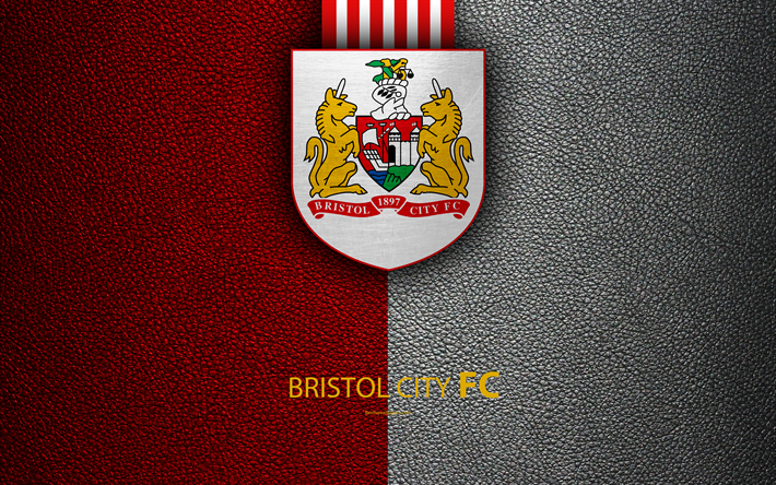 Bristol City FC, 4K, Clube de futebol ingl&#234;s, logo, Liga De Futebol Campeonato, textura de couro, Bristol, Reino UNIDO, De ingl&#234;s como l&#237;ngua estrangeira, futebol, Segunda Divis&#227;o De Ingl&#234;s