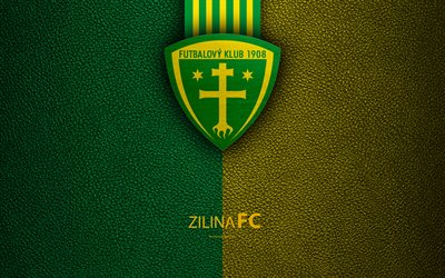MSK Zilina FC, 4k, スロバキアサッカークラブ, Zilinaロゴ, 革の質感, フォルトゥナリーガ, Žilina, スロバキア, サッカー