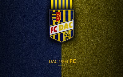 fk dac 1904, dunajska streda, 4k, slowakisch fu&#223;ballverein, logo, leather textur, fortuna liga, slovakia, fu&#223;ball