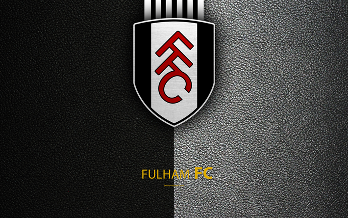 Fulham FC, 4K, الإنجليزية لكرة القدم, شعار, كرة القدم بطولة الدوري, جلدية الملمس, فولهام, المملكة المتحدة, EFL, كرة القدم, الثانية شعبة اللغة الانجليزية