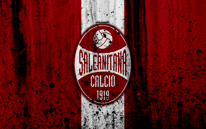 Salernitana, 4k, grunge, Serie B, futebol, It&#225;lia, textura de pedra, clube de futebol, Salernitana FC
