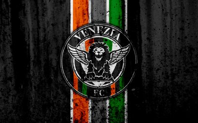 FC Venezia, 4k, grunge, Serie B, le football, l&#39;Italie, le foot, la texture de pierre, club de football