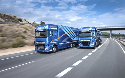 DAF CF, DAF XF, 4k, 2018 truck, semi-trailer truck, trucks, road, new XF, DAF, new CF