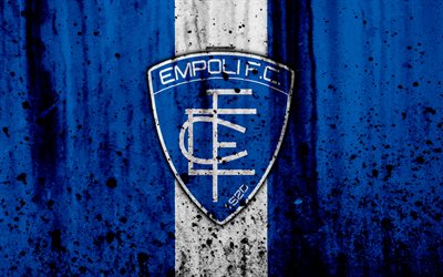Empoli, 4k, grunge, Serie B, futebol, It&#225;lia, textura de pedra, clube de futebol, Empoli FC