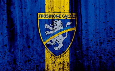 Frosinone, 4k, grunge, de la Serie B, f&#250;tbol, Italia, el f&#250;tbol, el FC Frosinone, piedra textura, club de f&#250;tbol