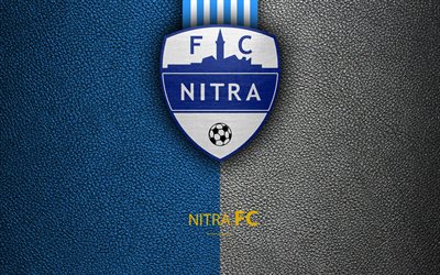 FC Nitra, 4k, Slovak football club, logo, leather texture, Fortuna liga, Nitra, Slovakia, football