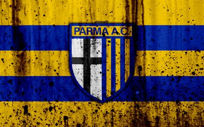 Parma, 4k, grunge, Serie B, football, Italy, soccer, FC Parma, stone texture, football club, Parma FC