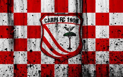 Carpi, 4k, grunge, Serie B, calcio, Italia, FC Carpi, pietra, texture, club di calcio, Carpi FC