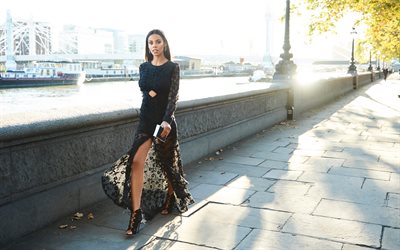 Rochelle Humes, le chanteur Britannique, photoshoot, 4k, noir de luxe de robe de
