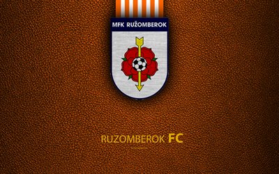 MFK Ruzomberok, FC, 4k, Slovak football club, logo, leather texture, Fortuna liga, Ružomberok, Slovakia, football