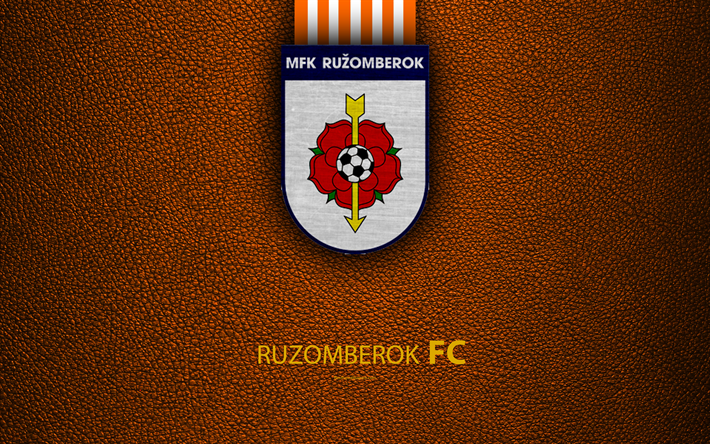 mfk ruzomberok fc, 4k, slowakisch fu&#223;ballverein, logo, leder textur, fortuna liga, ružomberok, slowakei, fu&#223;ball