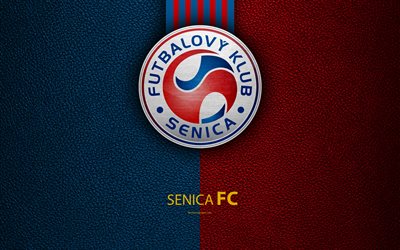 FC Senica, 4k, Slovakian football club, logo, nahka rakenne, Fortuna liga, Senica, Slovakia, jalkapallo
