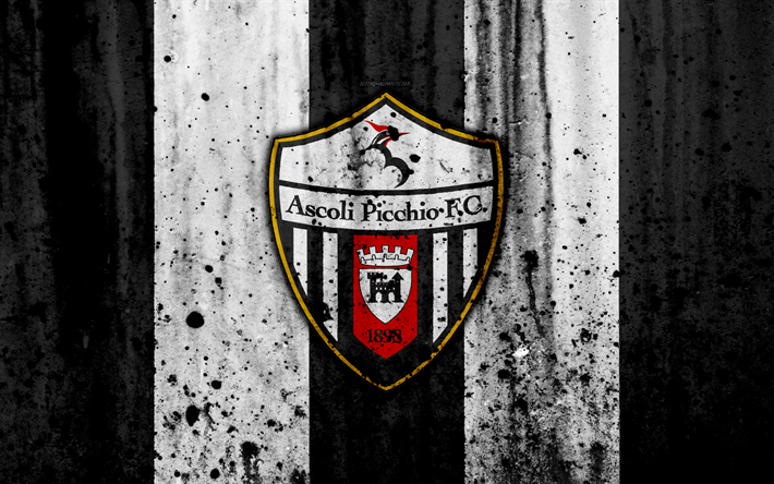 Ascoli, 4k, grunge, Serie B, futebol, It&#225;lia, Ascoli Picchio, textura de pedra, clube de futebol, Ascoli FC