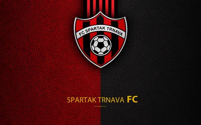 FC Spartak Trnava, FC, 4k, Slovak football club, logo, leather texture, Fortuna liga, Trnava, Slovakia, football
