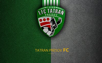 FC Tatran Presov, 4k, Slovak football club, logo, leather texture, Fortuna liga, Presov, Slovakia, football