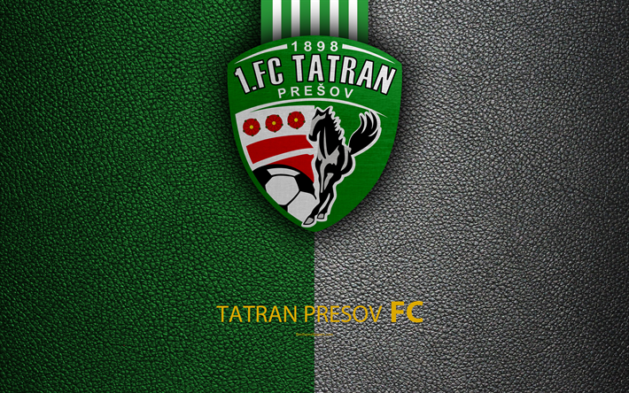 FC Tatran Presov, 4k, eslovaca de f&#250;tbol del club, logotipo, textura de cuero, la Fortuna de la liga, Presov, Eslovaquia, f&#250;tbol
