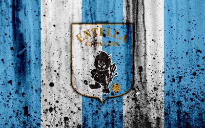 Virtus Entella, 4k, grunge, Serie B, futbol, İtalya, logo, FC Virtus Entella, taş doku, Futbol Kul&#252;b&#252;, Virtus Entella FC